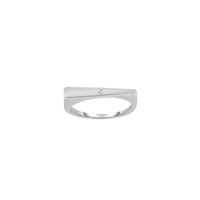 Diamond Dotted Horizontal Triangle Signet Ring (Silver) main - Popular Jewelry - New York