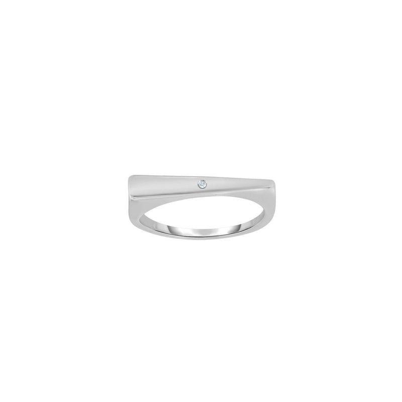 Diamond Dotted Horizontal Triangle Signet Ring (Silver) main - Popular Jewelry - New York