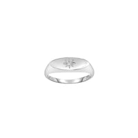 Diamond Flower Horizontal Oval Signet Ring (Silver) main - Popular  Jewelry - New York