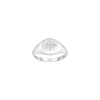 Diamond Star Round Signet Ring (Silver) main - Popular Jewelry - New York