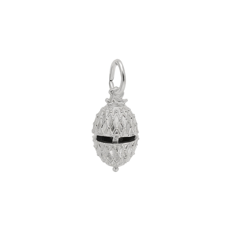 Easter Egg with Chick 3D Pendant (Silver) front - Popular Jewelry - New York