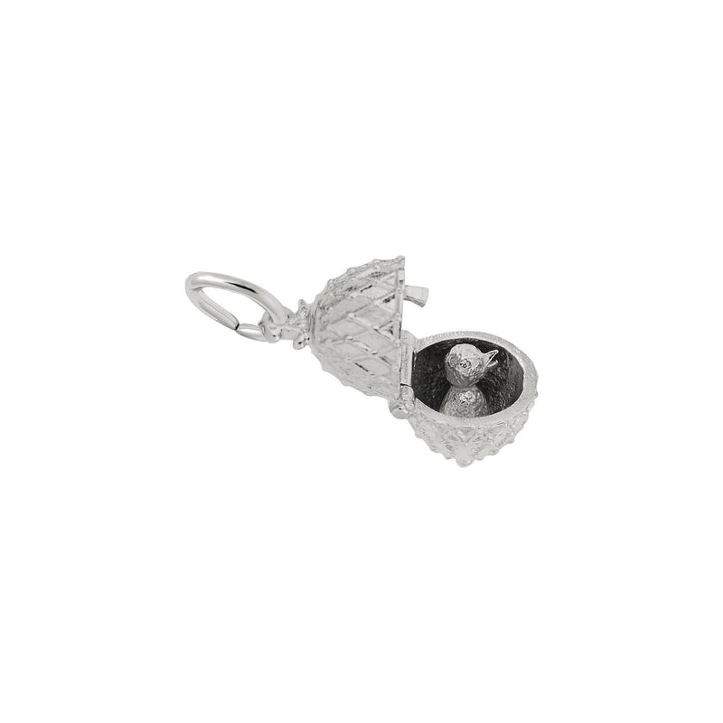 Easter Egg with Chick 3D Pendant (Silver) side - Popular Jewelry - New York