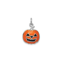 Enameled Jack O' Lantern Charm (Silver) front - Popular Jewelry - New York