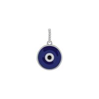 Evil Eye Enamel Disc Pendant (Silver) front - Popular Jewelry - Nyu-York