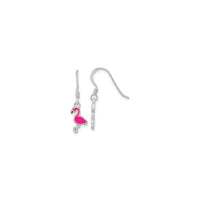 Flamingo Bird Enamel Dangle Earrings (Silver) main - Popular Jewelry - New York