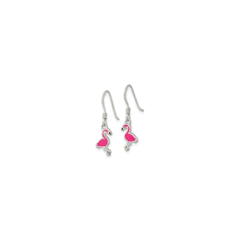 Flamingo Bird Enamel Dangle Earrings (Silver) side - Popular Jewelry - New York