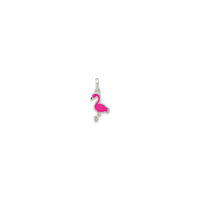 Flamingo Bird Profile Enamel Pendant (Silver) front - Popular Jewelry - New York