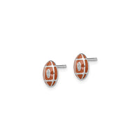 Football Enamel Stud Earrings (Silver) side - Popular Jewelry - New York
