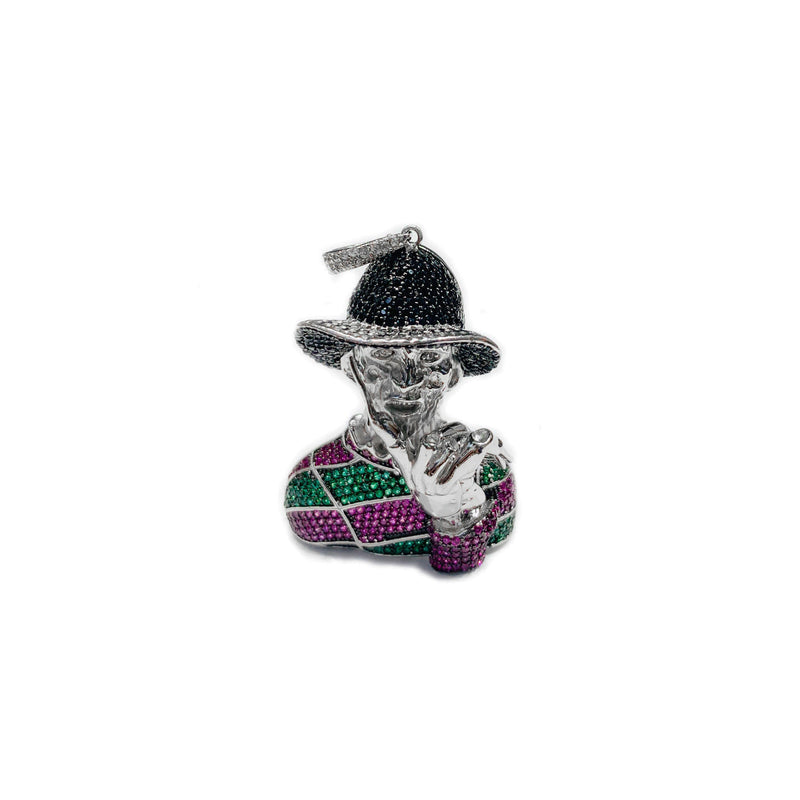 Freddy Krueger Iced Pendant (Silver) front - Popular Jewelry - New York