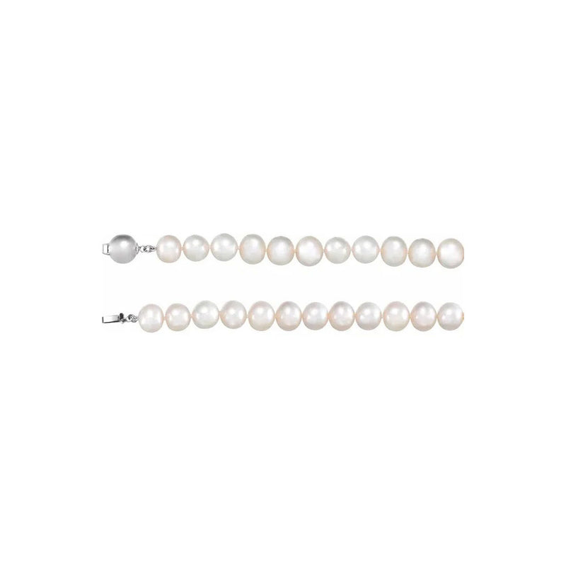 Freshwater Pearls Necklace (Silver) clasp zoom - Popular Jewelry - New York