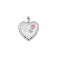 Heart Locket with Enameled Rose Photo Pendant (Silver) main - Popular Jewelry - New York