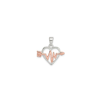 Heartbeat Arrow Heart Pendant (Silver) front - Popular Jewelry - New York