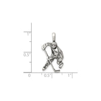 Hockey Player Antiqued Pendant (Silver) scale - Popular Jewelry - New York