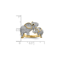 Ledová sloní matka a dítě prsten (stříbrná) stupnice - Popular Jewelry - New York