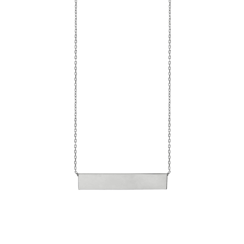 Large Horizontal Engravable Bar Necklace (Silver) main - Popular Jewelry - New York