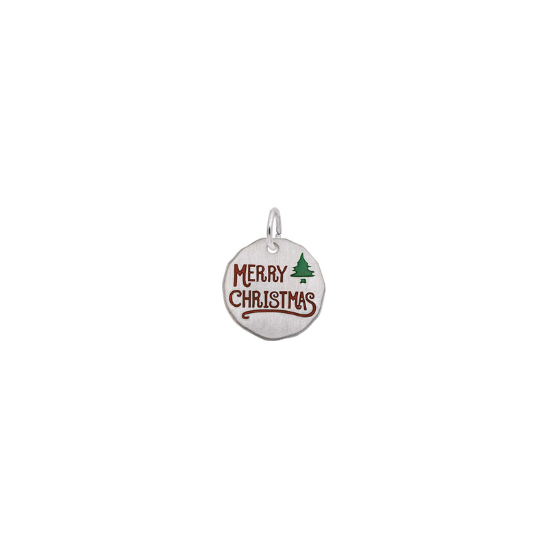 Merry Christmas Enamel Tag Pendant (Silver) Popular Jewelry - New York
