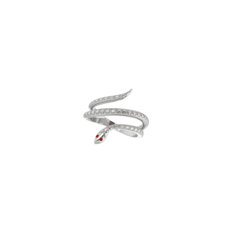 Mozambique Garnet Eye Snake Ring (Silver) diagonal - Popular Jewelry - New York