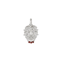 Mozambique Garnet and Diamond Lion Head Pendant (Silver) front - Popular Jewelry - New York