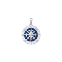 Nautical Blue Enameled Compass Pendant (Silver) front - Popular Jewelry - New York