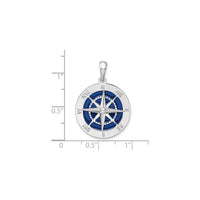 Nautical Blue Enameled Compass Pendant (Silver) scale - Popular Jewelry - New York