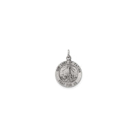 Our Lady of Fatima Antiqued Round Solid Medal (Silver) front - Popular Jewelry - New York