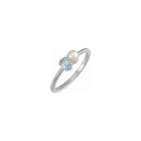 Ovale Aquamarijn en Witte Parel Ring (Zilver) main - Popular Jewelry - New York