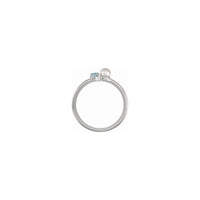 Oval Aquamarine and White Pearl Ring rose (Silver) setting - Popular Jewelry - New York