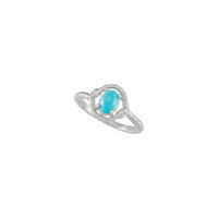 Oval Turquoise Double Snake Ring (Silver) diagonal - Popular Jewelry - New York
