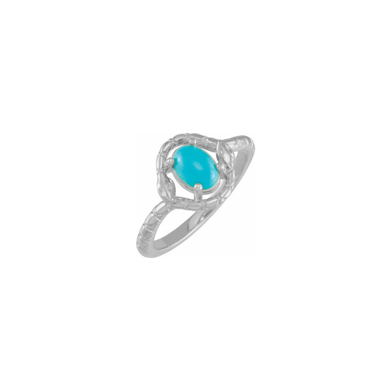 Oval Turquoise Double Snake Ring (Silver) main - Popular Jewelry - New York