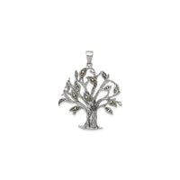 Prívesok na strom z oxidovaného markazitu (strieborný) vpredu - Popular Jewelry - New York
