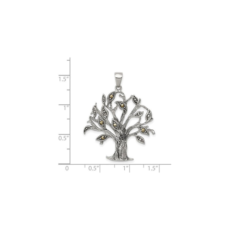 Oxidized Marcasite Tree Pendant (Silver) scale - Popular Jewelry - New York