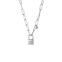 Padlock Paperclip Link Necklace (Silver) main - Popular Jewelry - New York