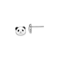 Anting-anting Stud Enamel Wajah Beruang Panda (Perak) utama - Popular Jewelry - New York