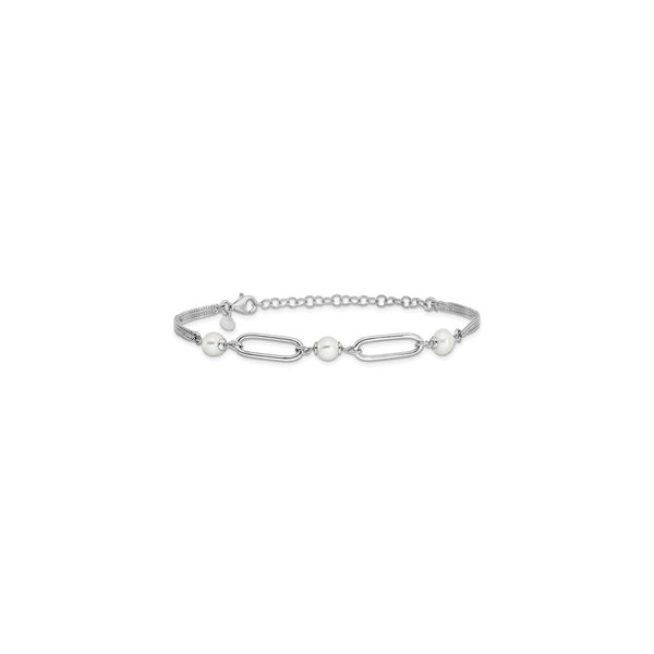 Pearl Paperclip Bracelet (Silver) front - Popular Jewelry - New York