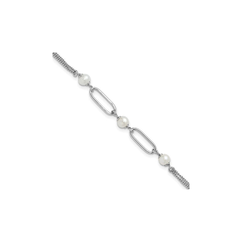 Pearl Paperclip Bracelet (Silver) zoom - Popular Jewelry - New York