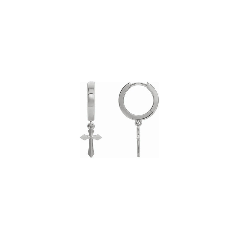 Pointy Cross Hanging Hoop Earrings (Silver) main - Popular Jewelry 