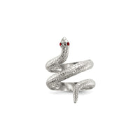 Red-Eyed Wrapping Snake Ring (Silver) front - Popular Jewelry - New York