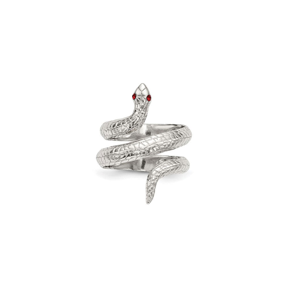Red-Eyed Wrapping Snake Ring (Silver) main - Popular Jewelry - New York