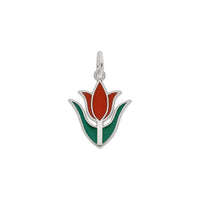 Red Tulip Flower Enamel Pendant (Silver) Popular Jewelry - New York