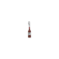 Red Wine Bottle Enamel Pendant (Silver) diagonal - Popular Jewelry - New York