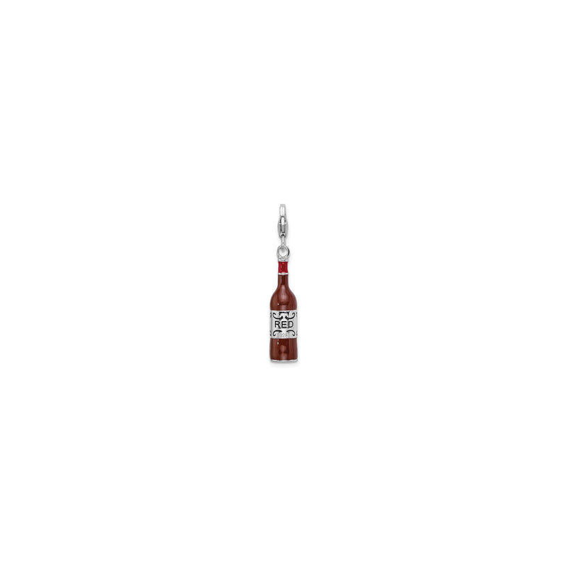 Red Wine Bottle Enamel Pendant (Silver) reverse - Popular Jewelry - New York