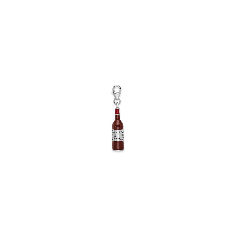 Red Wine Bottle Enamel Pendant (Silver) side - Popular Jewelry - New York