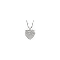 Ribbed Heart Necklace (Silver) front - Popular Jewelry - New York