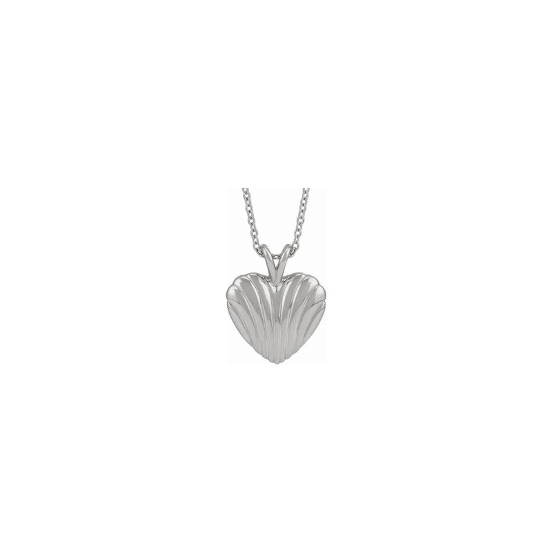 Ribbed Heart Necklace (Silver) front - Popular Jewelry - New York