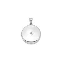 Round Locket with Solitaire Diamond Photo Pendant (Silver) front - Popular Jewelry - ニューヨーク
