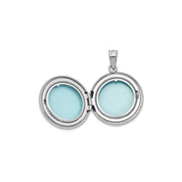 Round Locket with Solitaire Diamond Photo Pendant (Silver) open - Popular Jewelry - New York