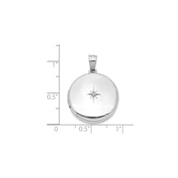 Round Locket with Solitaire Diamond Photo Pendant (Silver) scale - Popular Jewelry - New York
