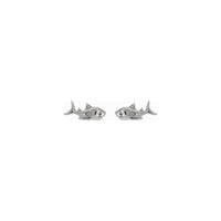 Shark Stud Earrings (Silver) front - Popular Jewelry - New York
