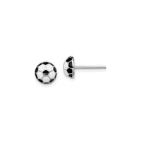 Arracades de tacs de fricció d'esmalt de pilota de futbol (plata) principal - Popular Jewelry - Nova York