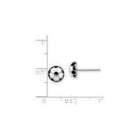 Arracades de tac de fricció d'esmalt de pilota de futbol (plata) escala - Popular Jewelry - Nova York